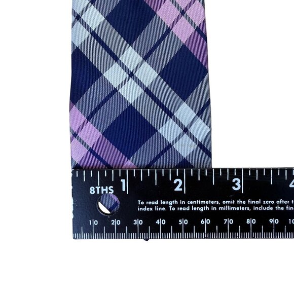 Lauren Ralph Lauren Boys Blue Purple Plaid Silk Tie Luxury Neckwear Patterned - Picture 8 of 8
